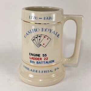 Vtg Philly Fire Dept PA Ceramic Pottery Engine 55 Beer Stein Mug Firefighter 70s